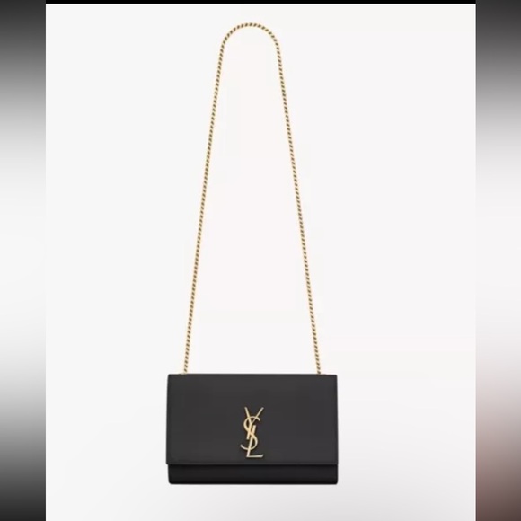 Saint Laurent YSL Black KATE MEDIUM IN GRAIN DE POUDRE EMBOSSED LEATHER Handbag - Picture 13 of 14